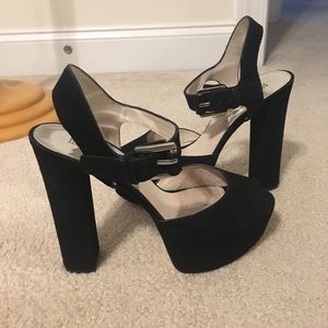 Michael Kors black suede platform pumps
